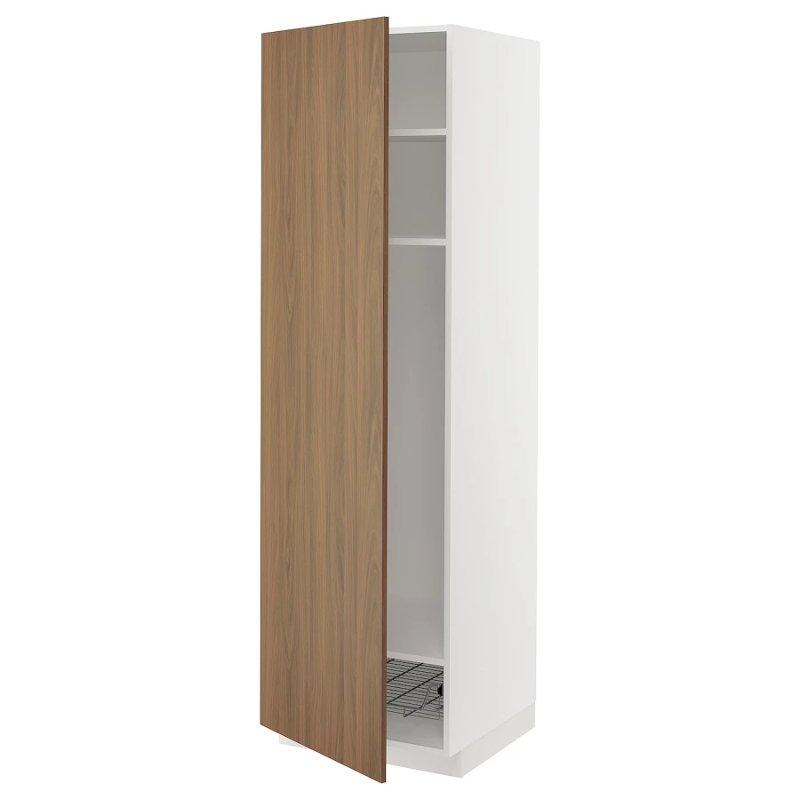 Высокий кухонный шкаф - IKEA METOD/МЕТОД ИКЕА, 200х60х60 см, белый/коричневый (изображение №1)