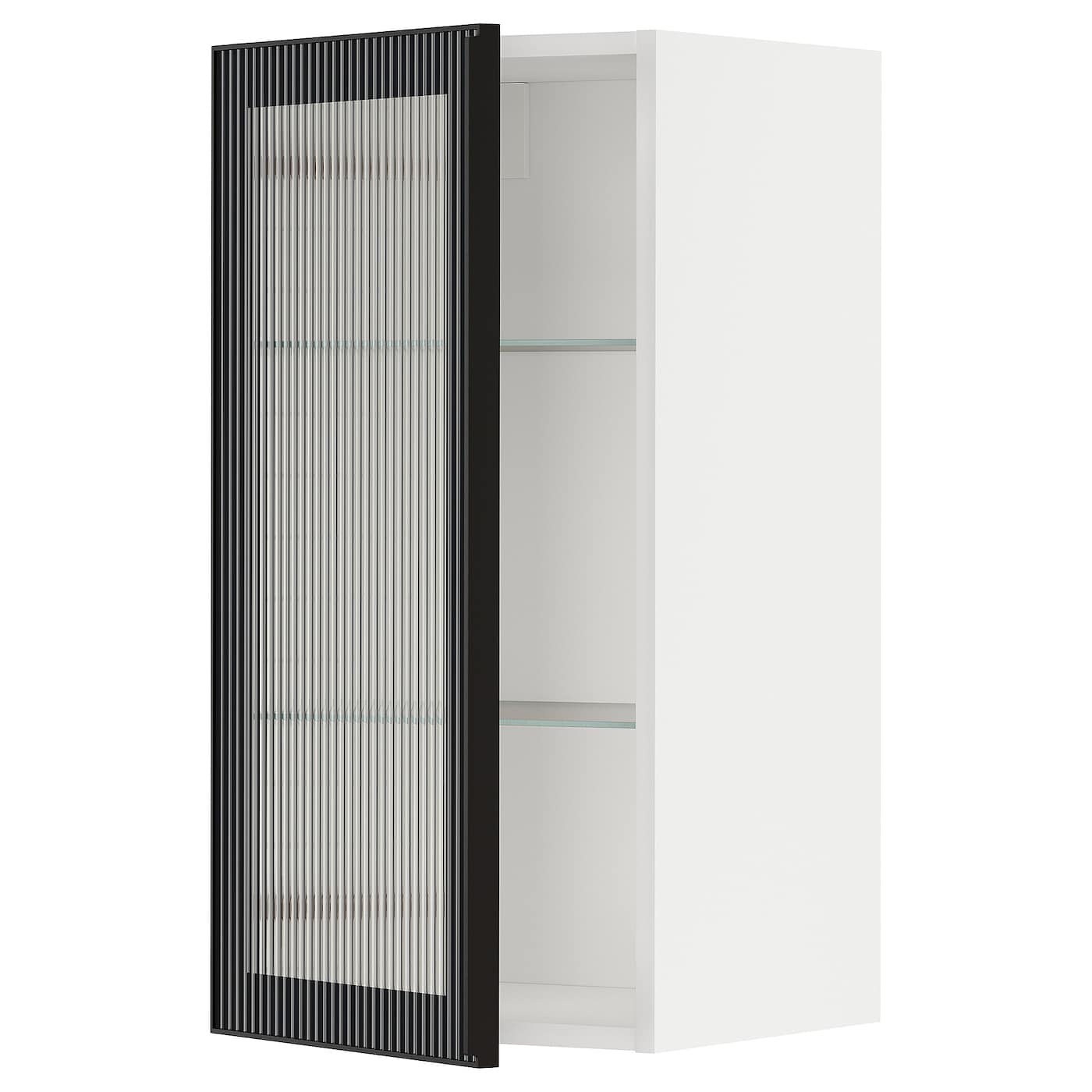 Шкаф со стеклянными дверцами - METOD IKEA/ МЕТОД ИКЕА, 80х40 см, белый/черный