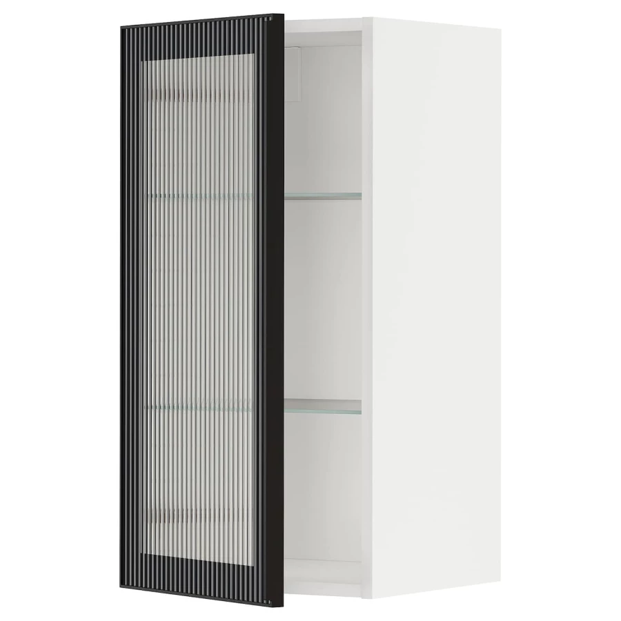 Шкаф со стеклянными дверцами - METOD IKEA/ МЕТОД ИКЕА, 80х40 см, белый/черный (изображение №1)