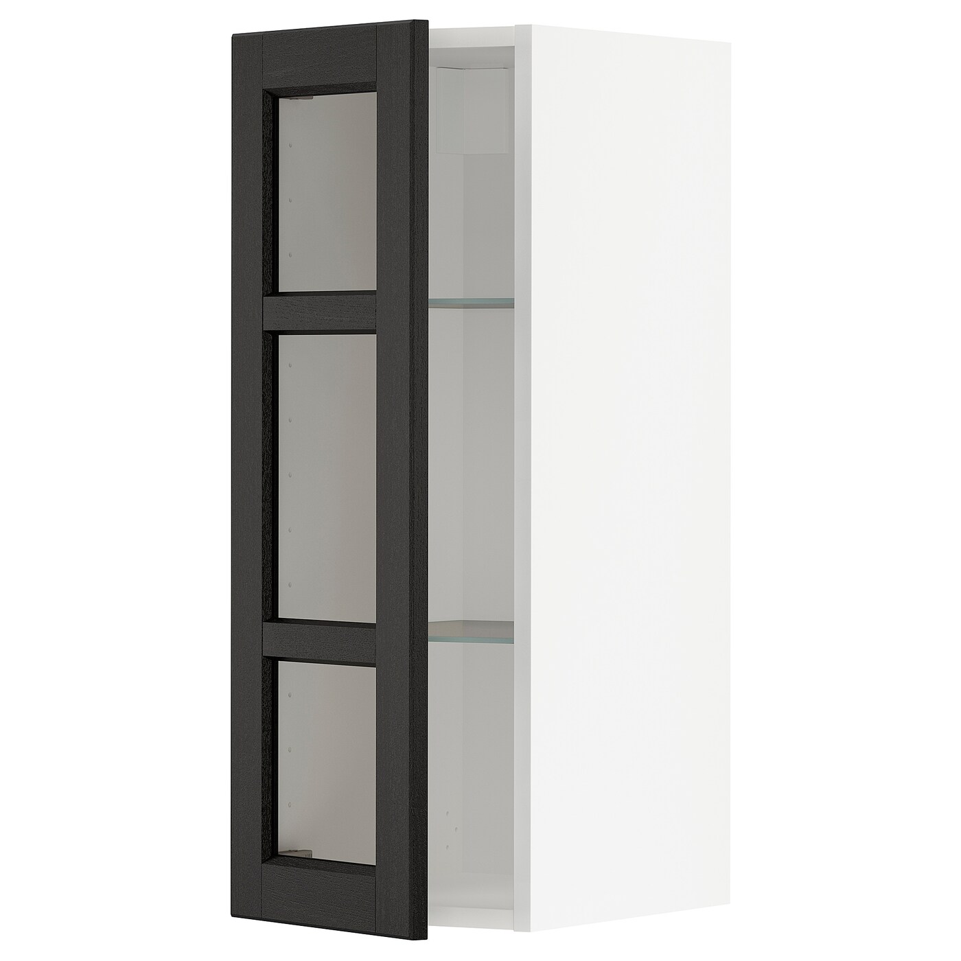 Шкаф со стеклянными дверцами  - METOD  IKEA/  МЕТОД ИКЕА, 30х80 см, белый/черный
