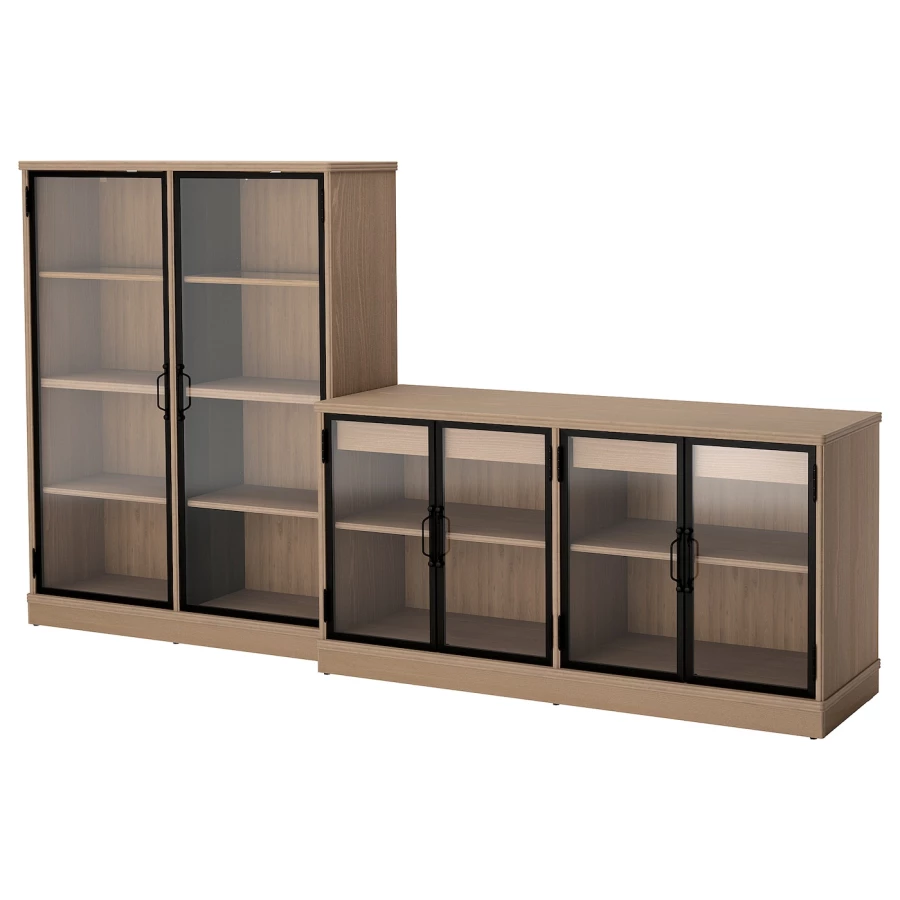 Шкаф для хранения  - LANESUND IKEA/ ЛАНЕСУНД ИКЕА, 282x47x152 см, коричневый/прозрачный (изображение №1)