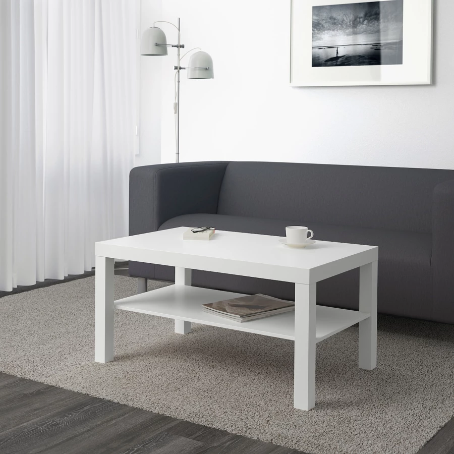 Журнальный стол - IKEA LACK/ИКЕА ЛАКК, 90х55х45 см, белый (изображение №3)