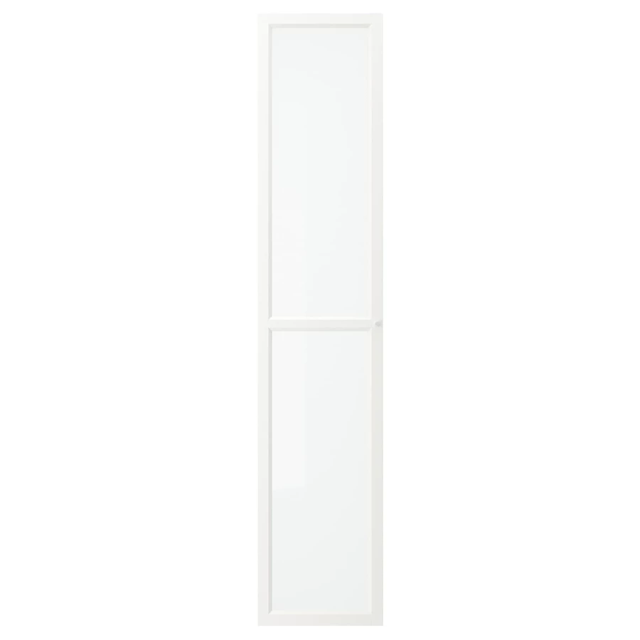 Дверца книжного шкафа - OXBERG IKEA/ ОКСБЕРГ ИКЕА, 40х192 см,  белый/прозрачный (изображение №1)