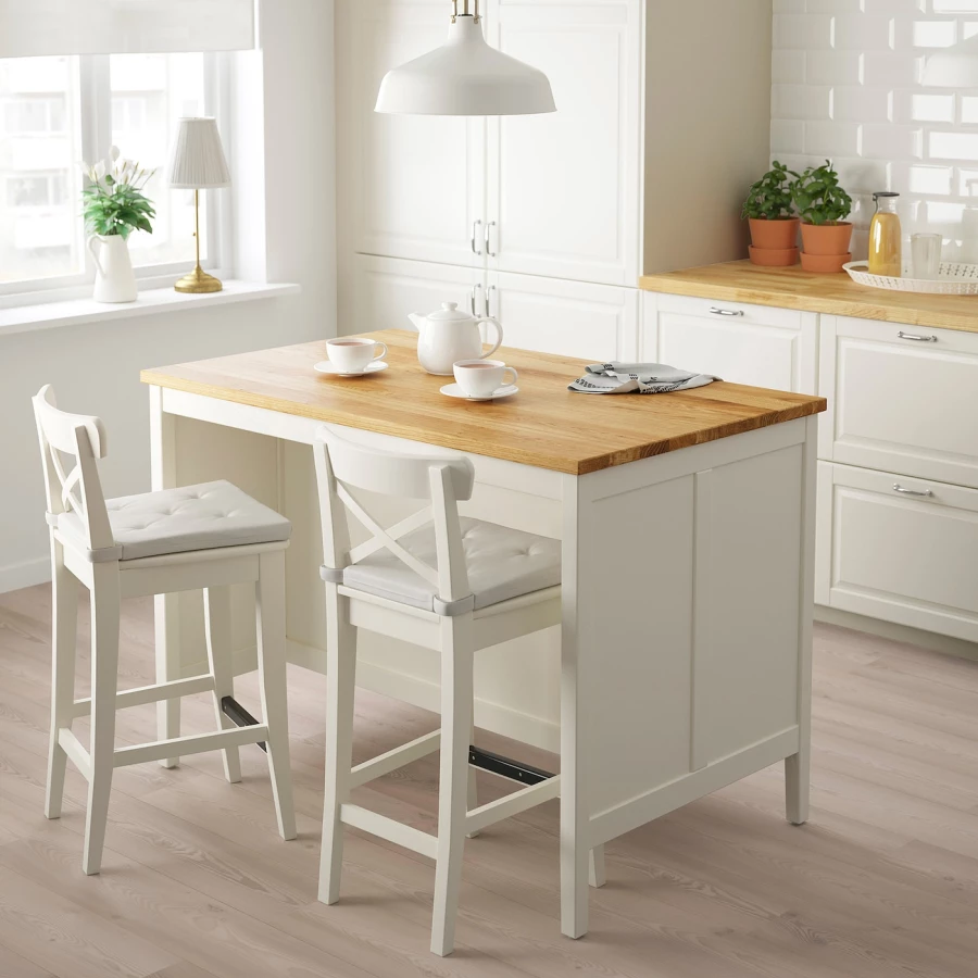 Стол-остров кухонный - IKEA TORNVIKEN, 126х77х90 см, коричневый/белый, ТОРНВИКЕН ИКЕА (изображение №2)