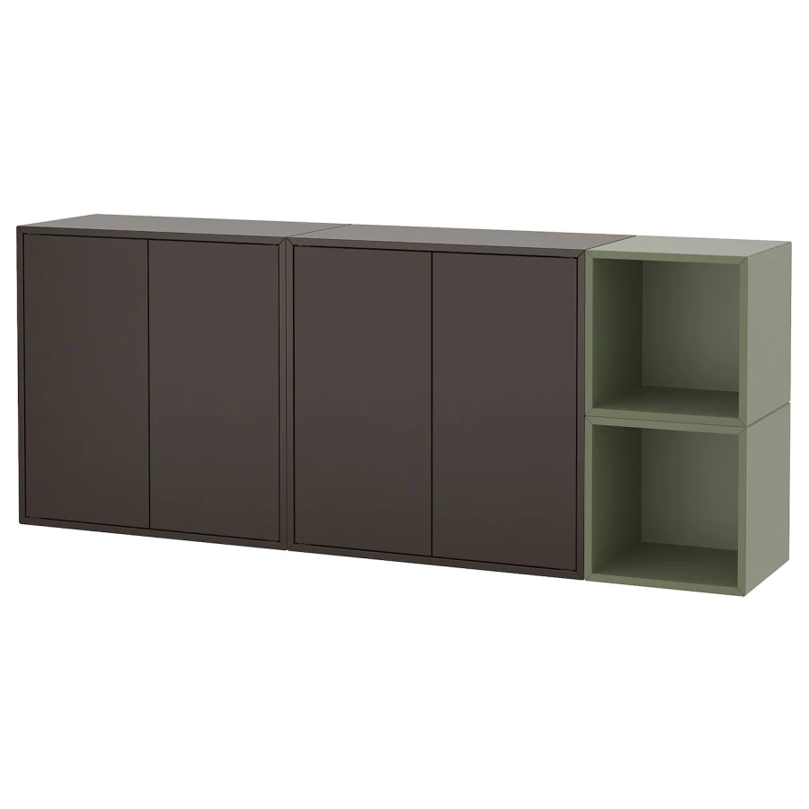 Комбинация для хранения - EKET IKEA/ ЭКЕТ ИКЕА,  175х70 см,   коричневый/зеленый (изображение №1)