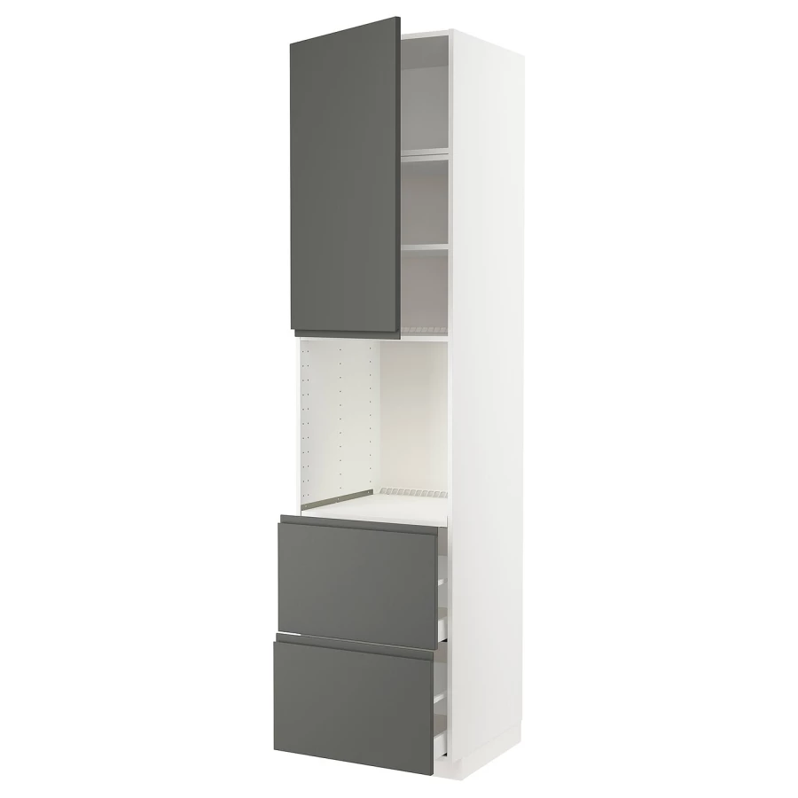 Высокий шкаф с ящиками - IKEA METOD/MAXIMERA/МЕТОД/МАКСИМЕРА ИКЕА, 240х60х60 см, белый/темно-серый (изображение №1)