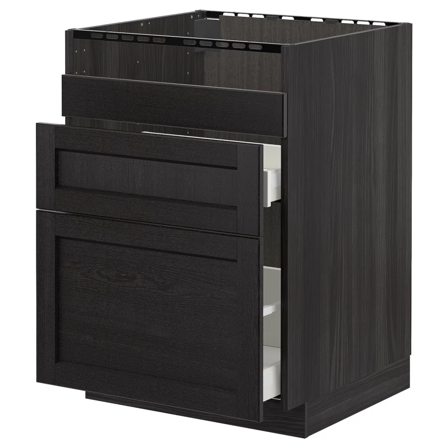 Шкаф под раковину/3 шт/2 шт - METOD / HAVSEN IKEA/ МЕТОД/ХАВСЕН ИКЕА, 88х60 см,  черный (изображение №1)