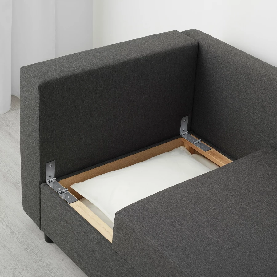Кушетка/диван-кровать - IKEA BYGGET/БЮГГЕТ ИКЕА, 69х149х91 см, черный (изображение №4)