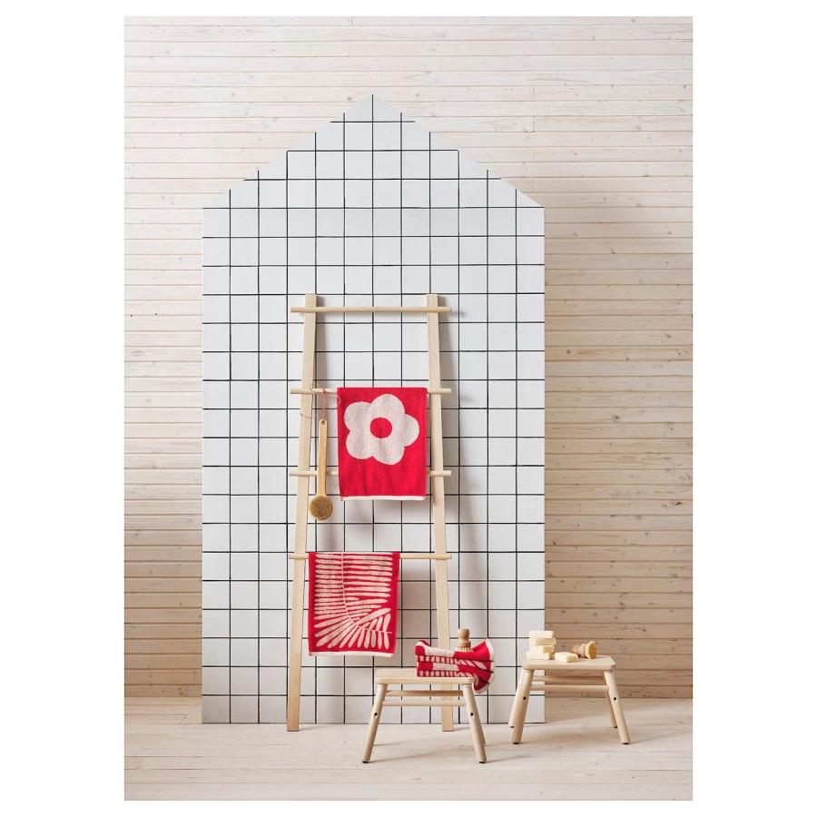 Полотенце - IKEA MAJSMOTT, 50х30 см, красный/белый, МАЙСМОТТ ИКЕА (изображение №6)