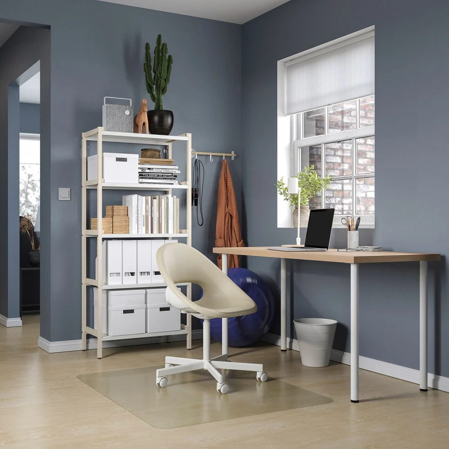 Письменный стол - IKEA LAGKAPTEN/ADILS, 140х60 см, под беленый дуб/белый, ЛАГКАПТЕН/АДИЛЬС ИКЕА (изображение №4)