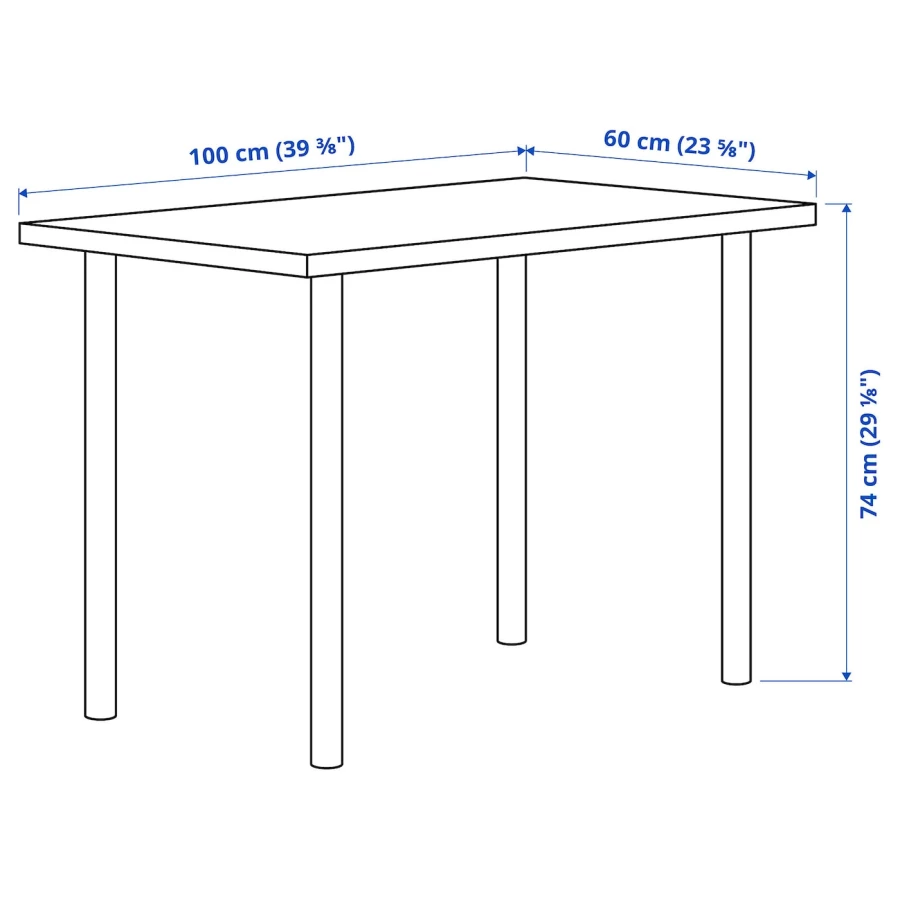 Письменный стол - IKEA LINNMON/ADILS, 100x60 см, черный/белый, ЛИННМОН/АДИЛЬС ИКЕА (изображение №4)