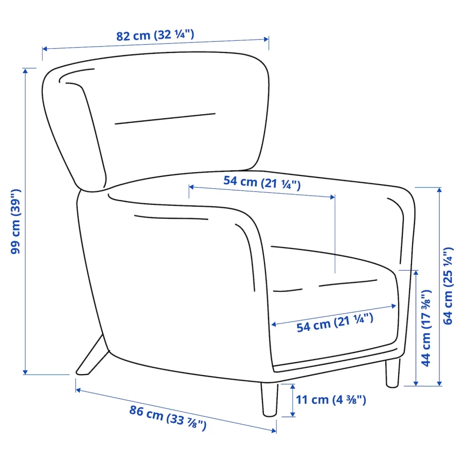 Кресло с подлокотником и пуф - IKEA OSKARSHAMN, 82х96х101 см, черный, ОСКАРСХАМН ИКЕА (изображение №8)