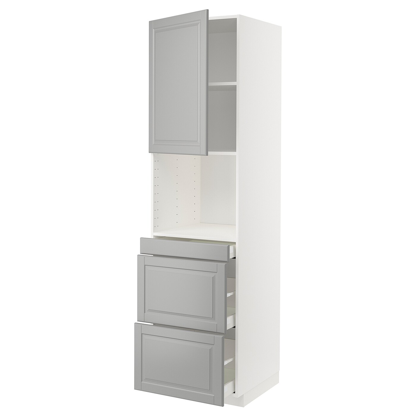 Высокий шкаф - IKEA METOD/MAXIMERA/МЕТОД/МАКСИМЕРА ИКЕА, 220х60х60 см, белый/серый