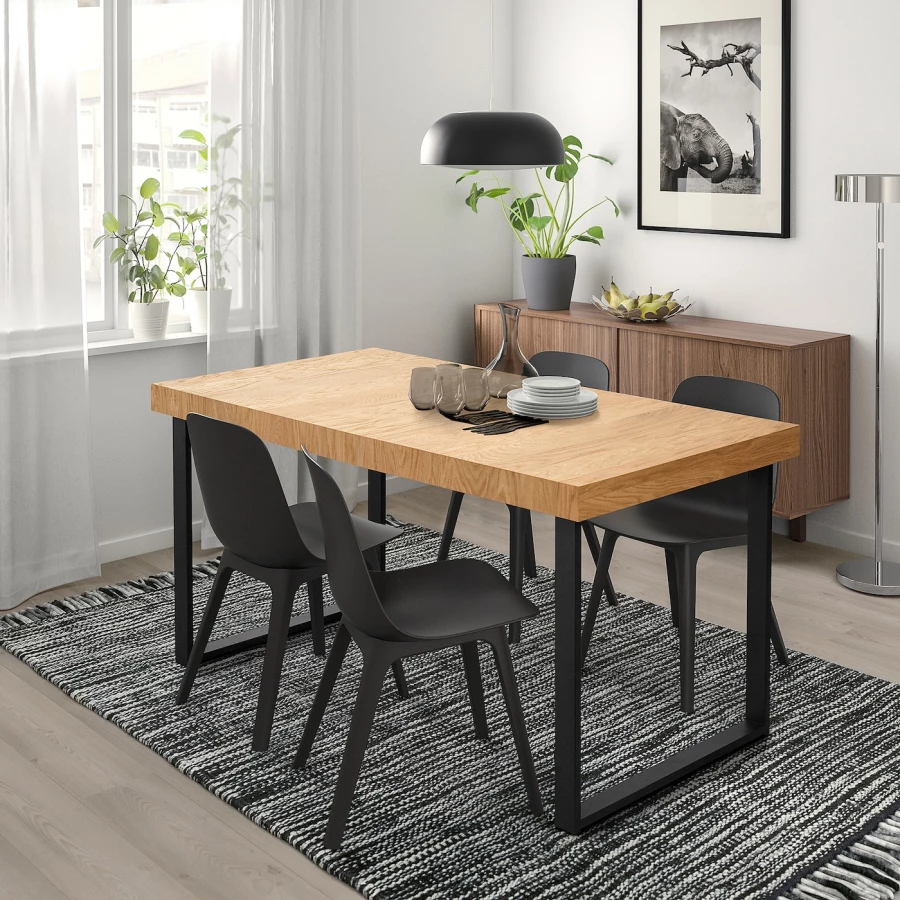 Раздвижной стол - IKEA TARSELE, 150х80х77 см, дубовый шпон/черный, ТАРСЕЛЬ ИКЕА (изображение №2)