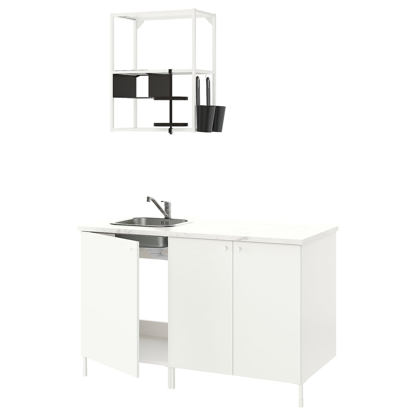 Кухонная комбинация для хранения - ENHET  IKEA/ ЭНХЕТ ИКЕА, 143х63,5х222 см, белый