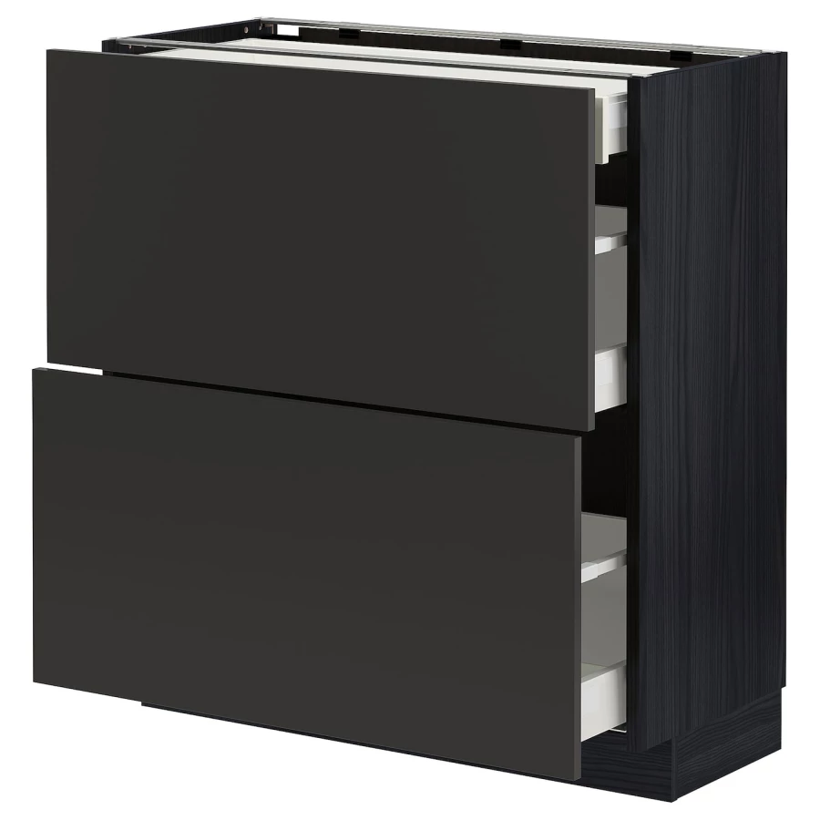 Напольный 3-дверный шкаф  - IKEA METOD MAXIMERA, 88x39,2x80см, черный, МЕТОД МАКСИМЕРА ИКЕА (изображение №1)
