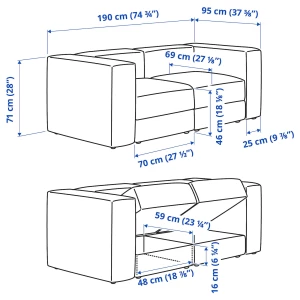 Второе фото. Диван 2-местный - IKEA JÄTTEBO/JATTEBO, 71x95x190см, бежевый,ЙЕТТЕБО ИКЕА