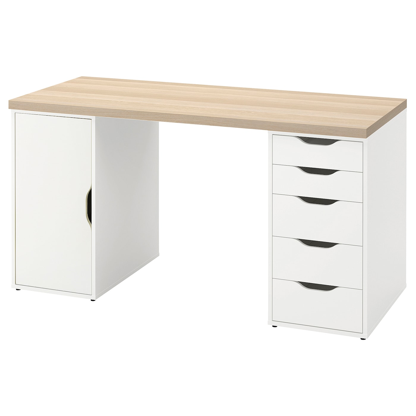 Письменный стол с ящиками - IKEA LAGKAPTEN/ALEX/ЛАГКАПТЕН/АЛЕКС ИКЕА, 140х60 см, под беленый дуб/белый