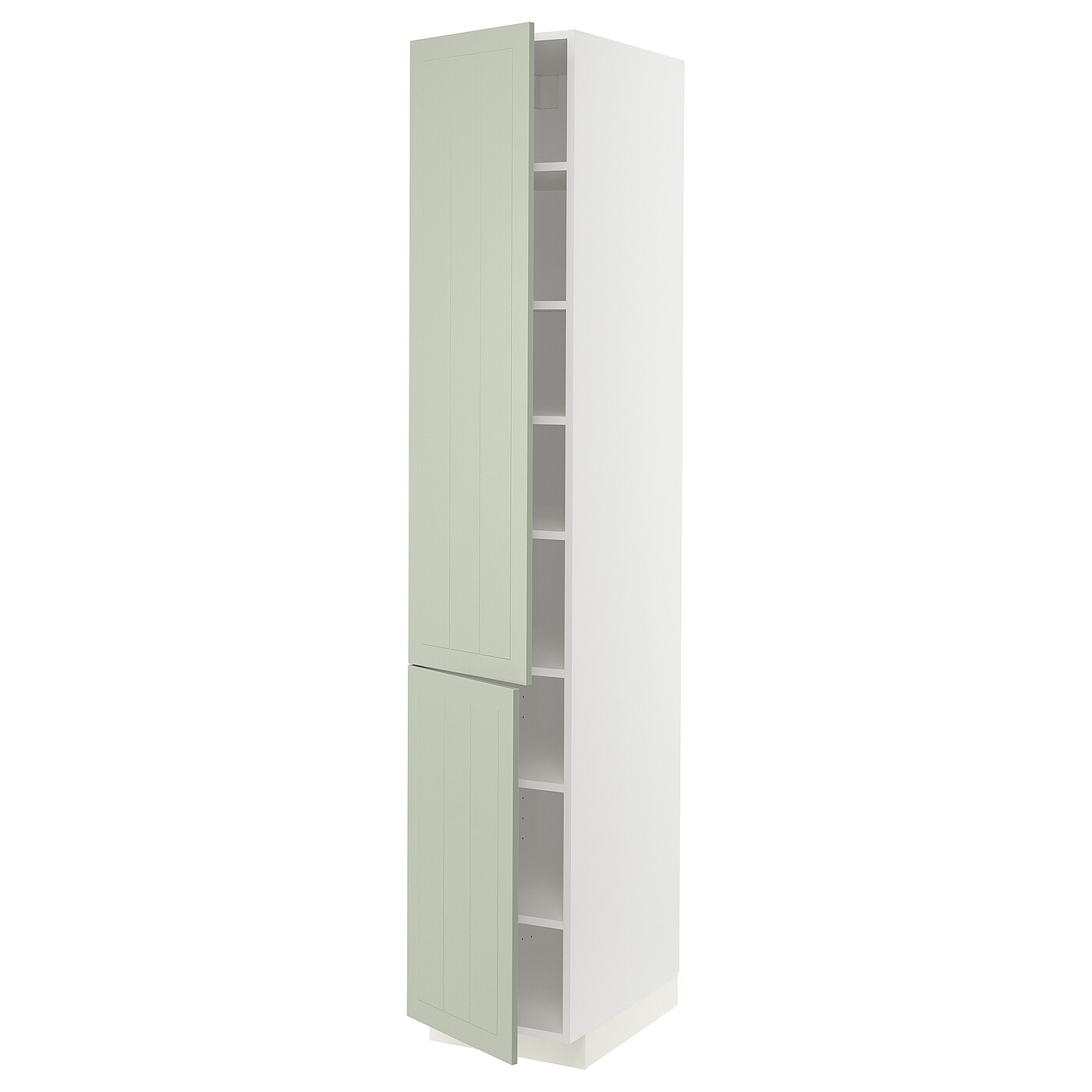 Высокий кухонный шкаф с полками - IKEA METOD/МЕТОД ИКЕА, 220х60х40 см, белый/зеленый