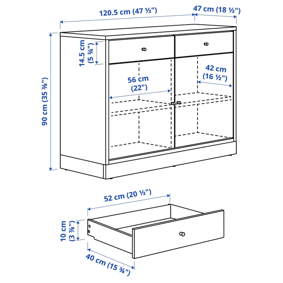 Шкаф - TONSTAD  IKEA/ ТОНСТАД  ИКЕА, 121x47x90 см, под беленый дуб (изображение №4)