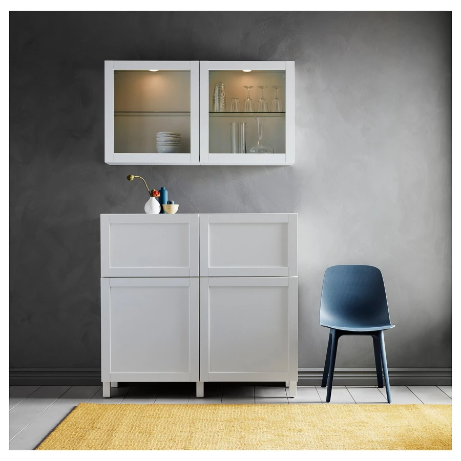 Комбинация для хранения - BESTÅ/ BESTА IKEA/ БЕСТА/БЕСТО ИКЕА, 213х120 см, белый (изображение №4)
