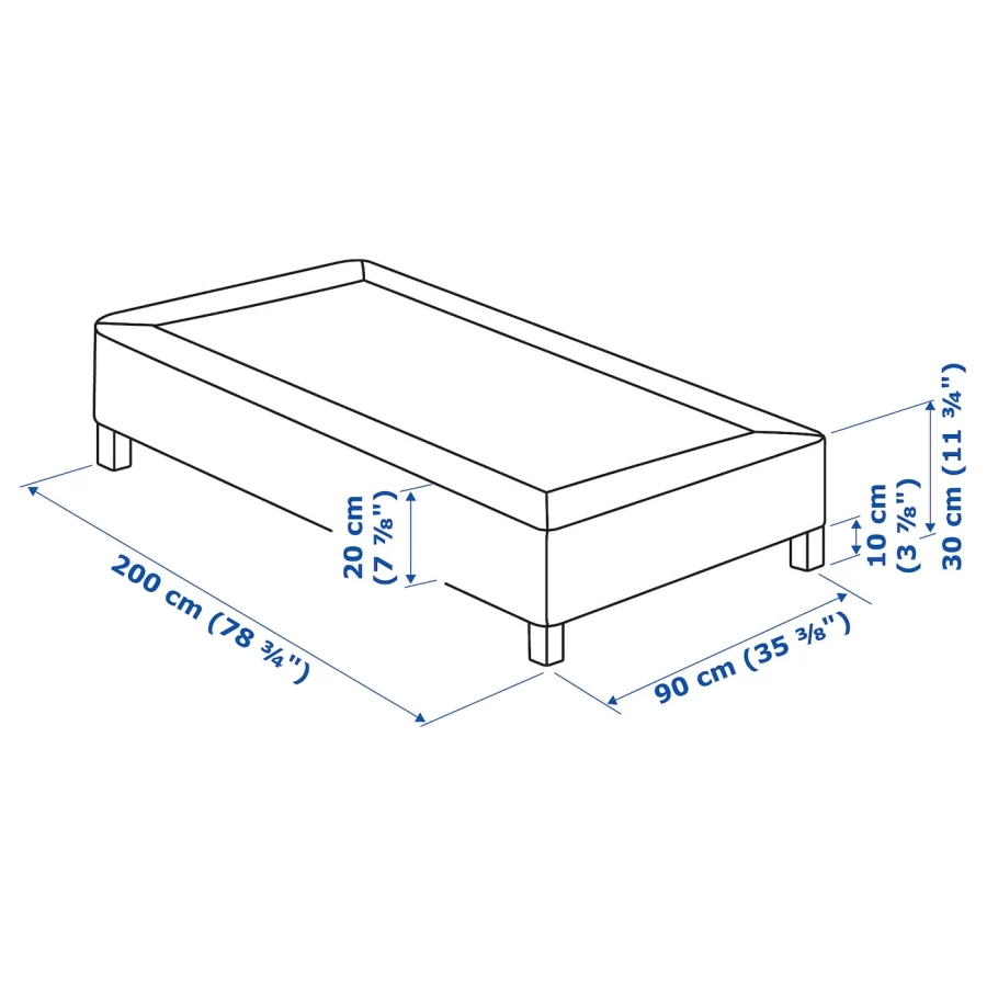 Каркас кровати - LYNGÖR / LYNGОR IKEA/ ЛЮНГЕРЬ ИКЕА,  90х200 см,  белый (изображение №6)