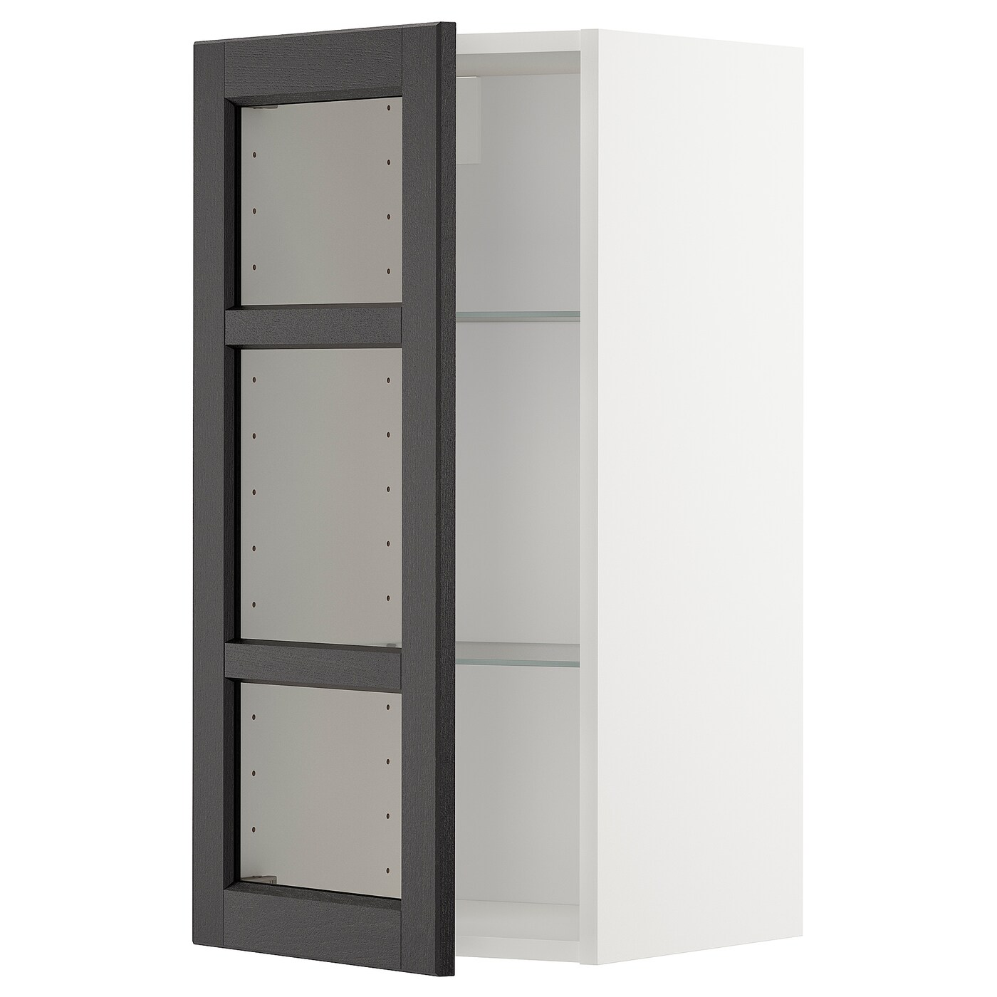 Шкаф со стеклянными дверцами  - METOD  IKEA/  МЕТОД ИКЕА, 80х40 см, черный/белый