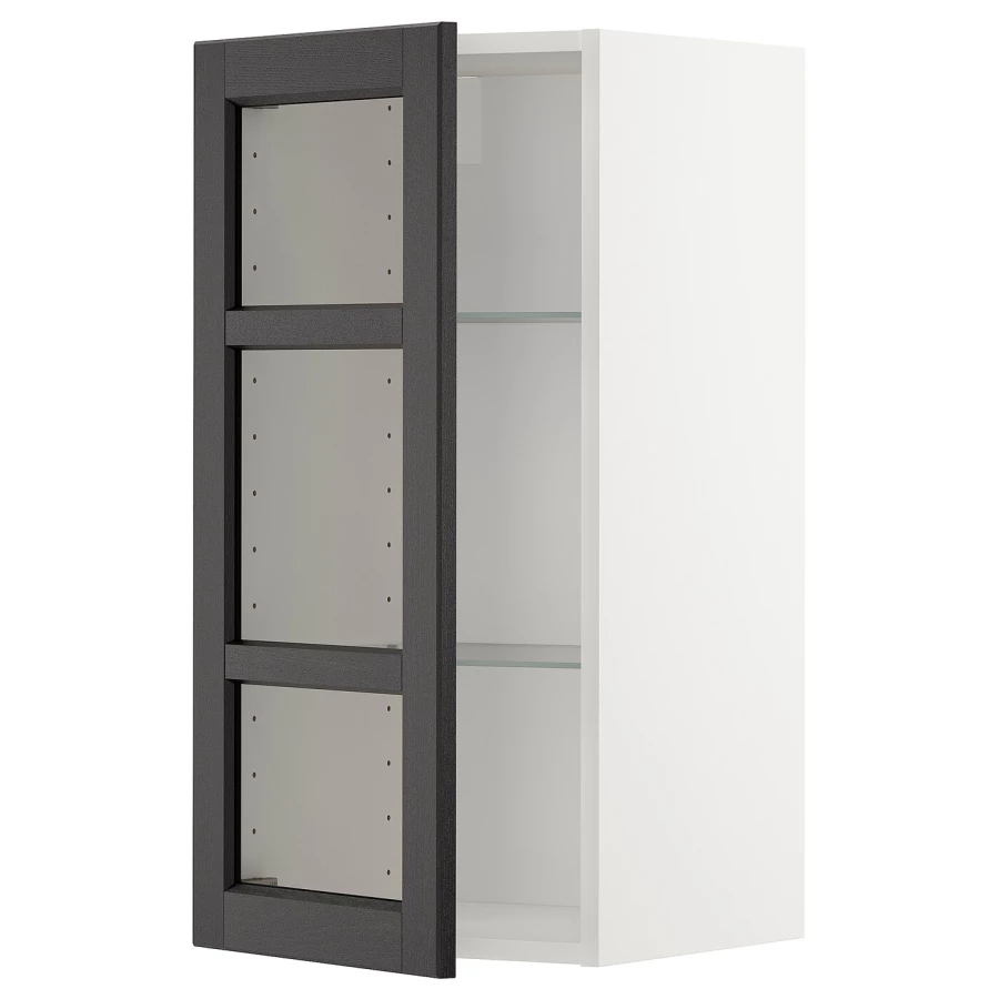 Шкаф со стеклянными дверцами  - METOD  IKEA/  МЕТОД ИКЕА, 80х40 см, черный/белый (изображение №1)