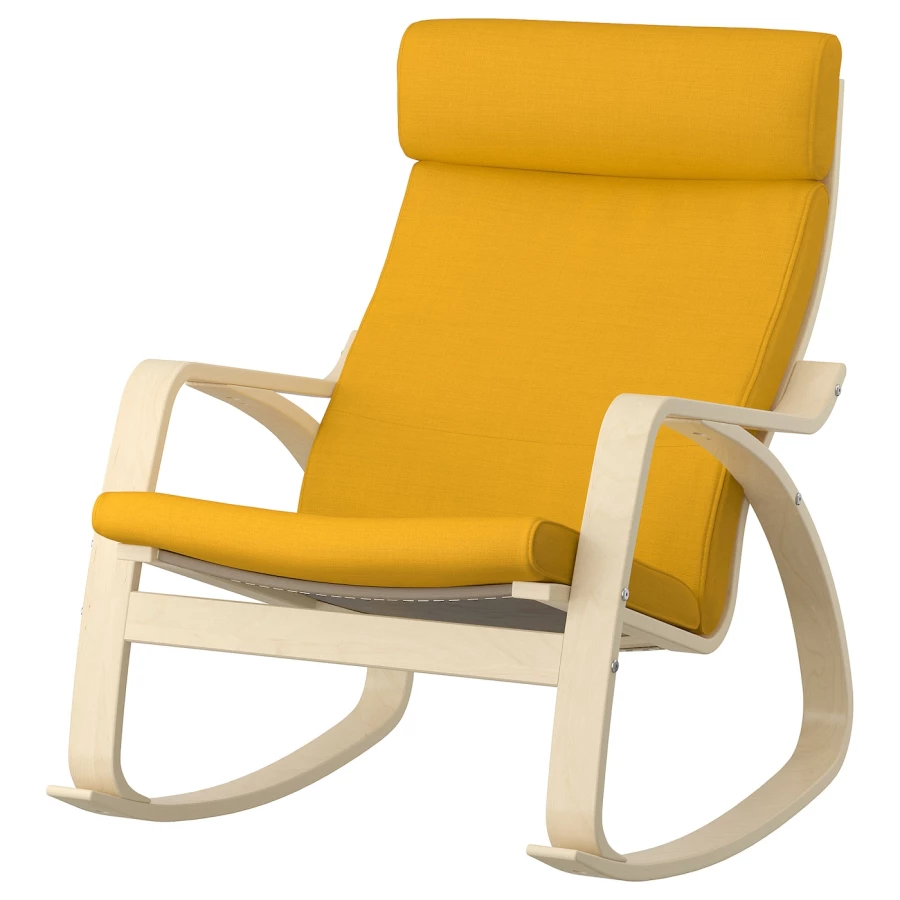 Кресло-качалка - IKEA POÄNG/POANG/ПОЭНГ ИКЕА, 68х94х95 см, жёлтый (изображение №1)