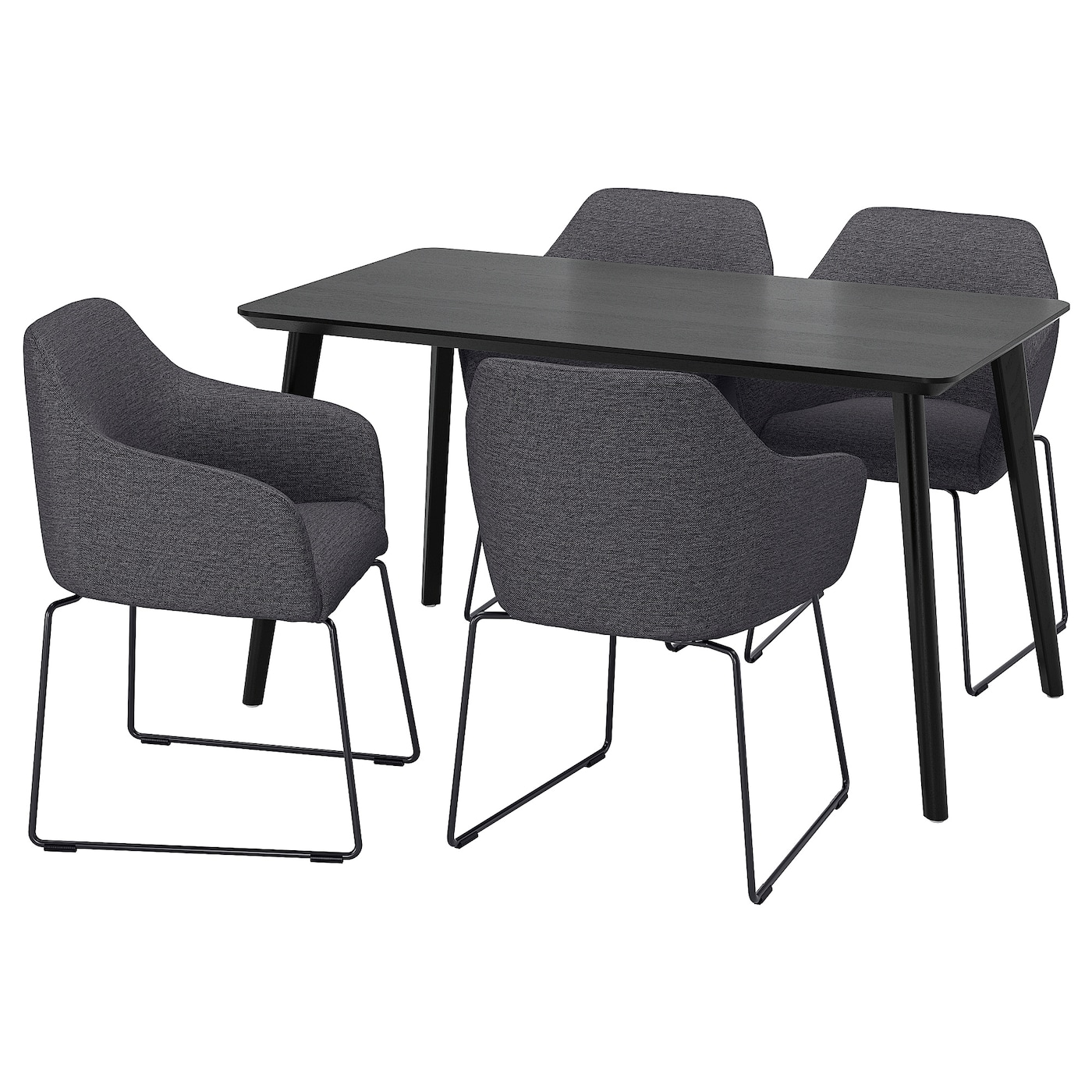 Стол и 4 стула - LISABO / TOSSBERG IKEA/ ЛИСАБО/ТОССБЕРГ ИКЕА, 140х78 см, серый/черный