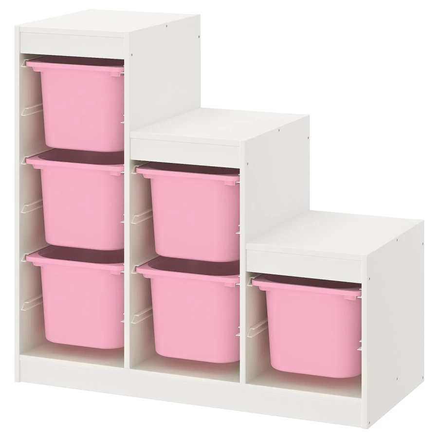 Книжный шкаф - TROFAST IKEA/ ТРУФАСТ ИКЕА,  99х94 см, белый/розовый (изображение №1)
