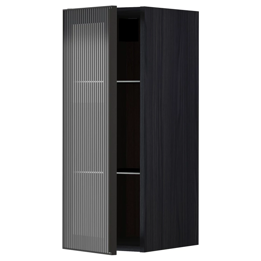 Шкаф со стеклянными дверцами - METOD IKEA/ МЕТОД ИКЕА, 80х30 см, черный (изображение №1)