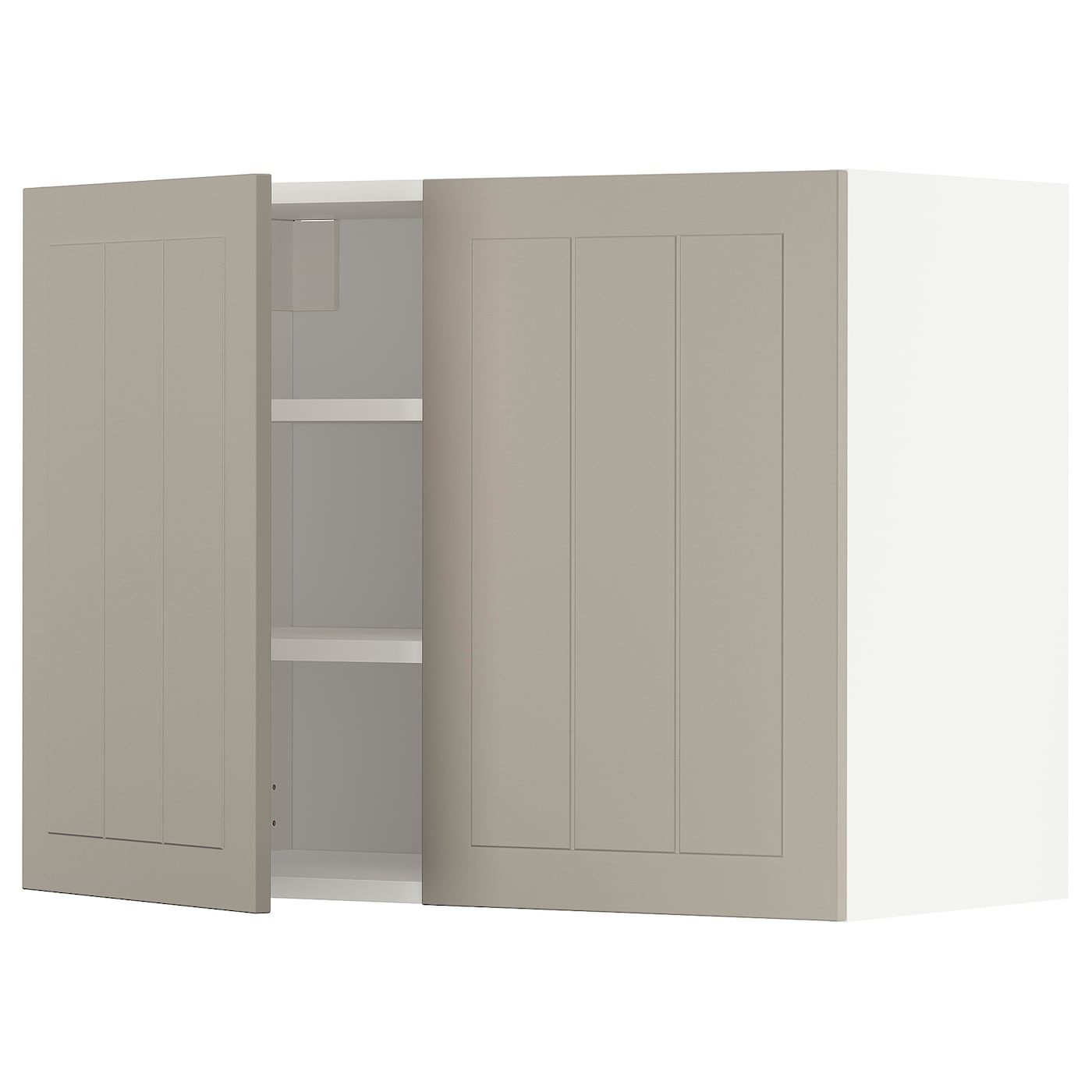 Навесной шкаф с полкой - METOD IKEA/ МЕТОД ИКЕА, 60х80 см,  белый/светло-коричневый