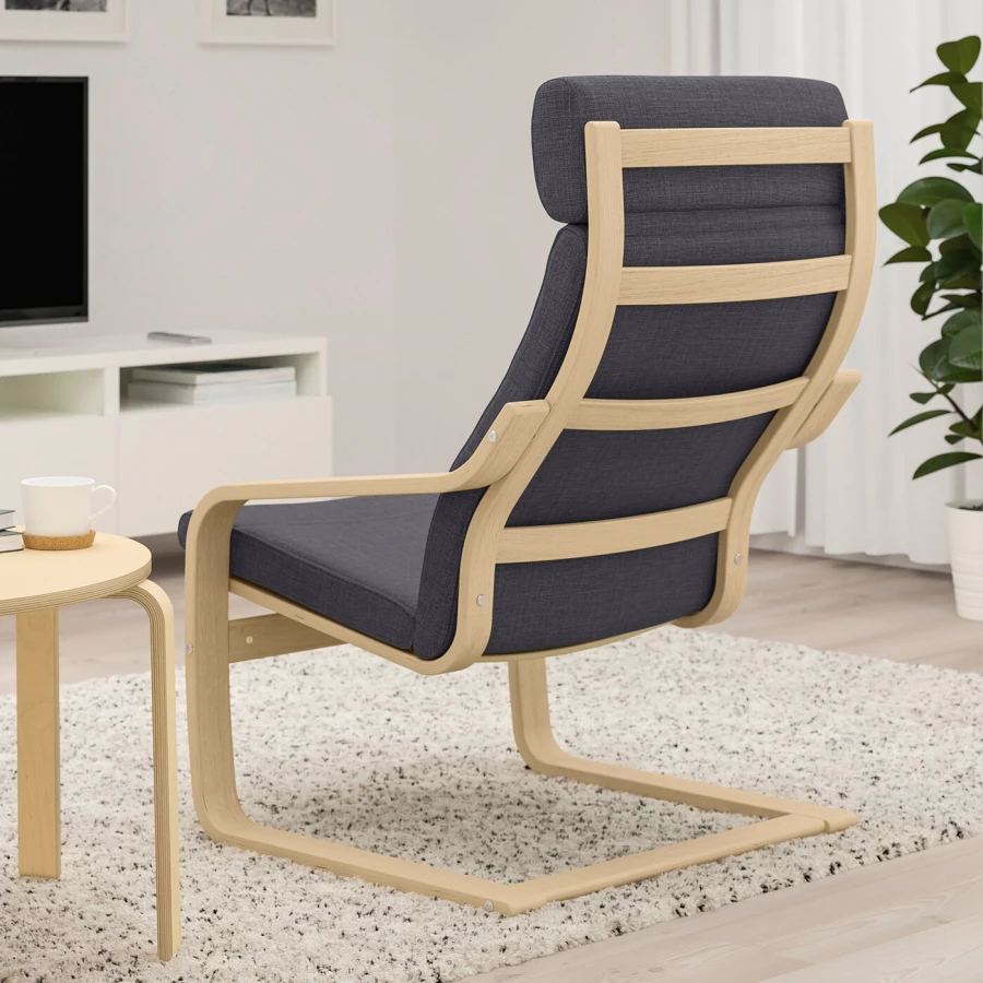 Кресло - IKEA POÄNG/POANG/ПОЭНГ ИКЕА, 68х82х100 см, синий (изображение №3)