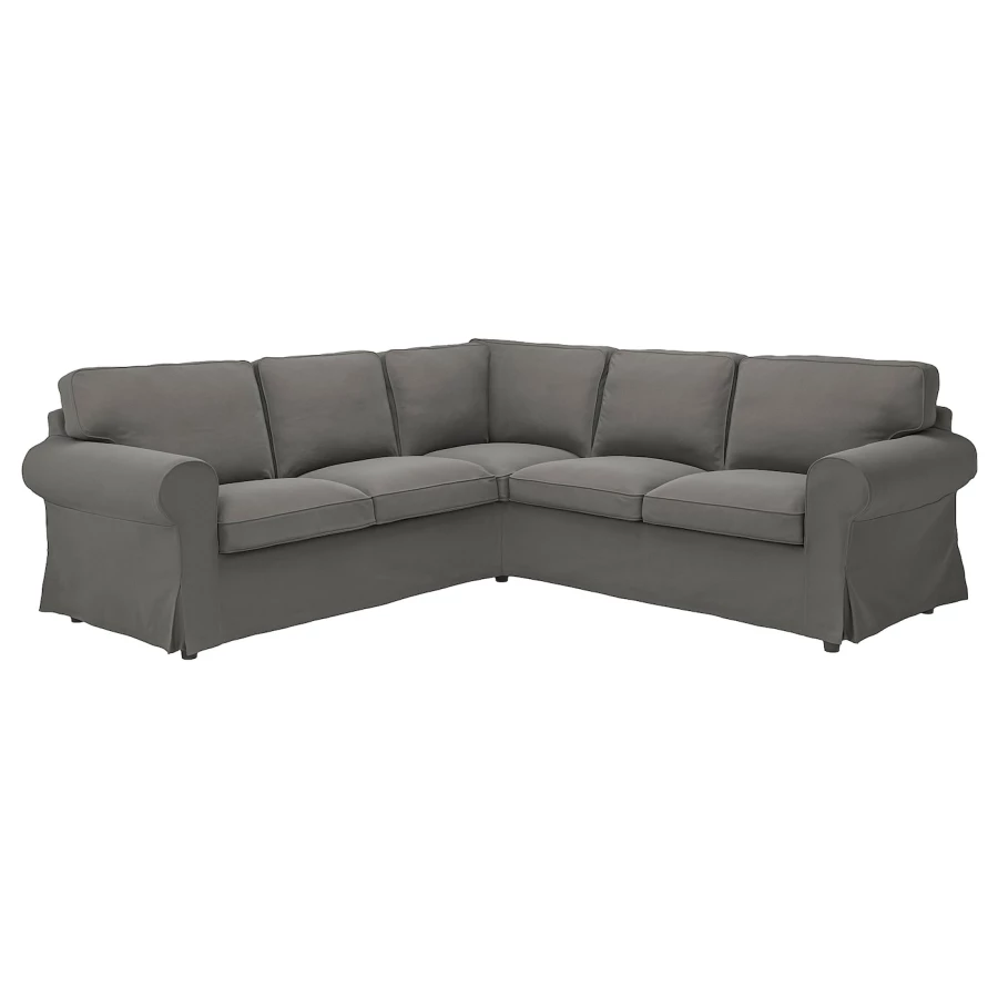 4-местный угловой диван - IKEA EKTORP, 88x243см, серый, ЭКТОРП ИКЕА (изображение №1)