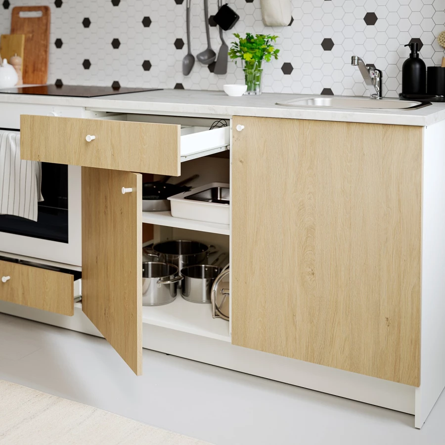 Комбинация кухонная угловая - KNOXHULT IKEA/ КНОКСХУЛЬТ ИКЕА, белый/под беленный дуб (изображение №3)