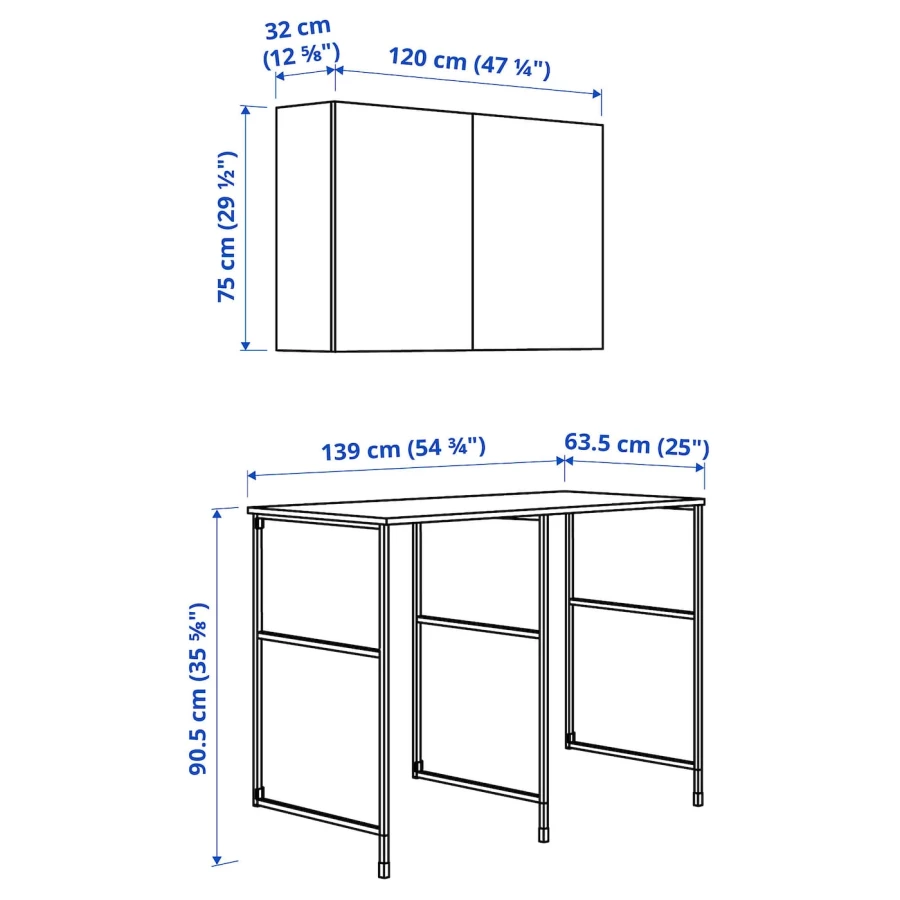 Комбинация для ванной - IKEA ENHET, 139х63.5х90.5 см, антрацит/белый/серый, ЭНХЕТ ИКЕА (изображение №4)