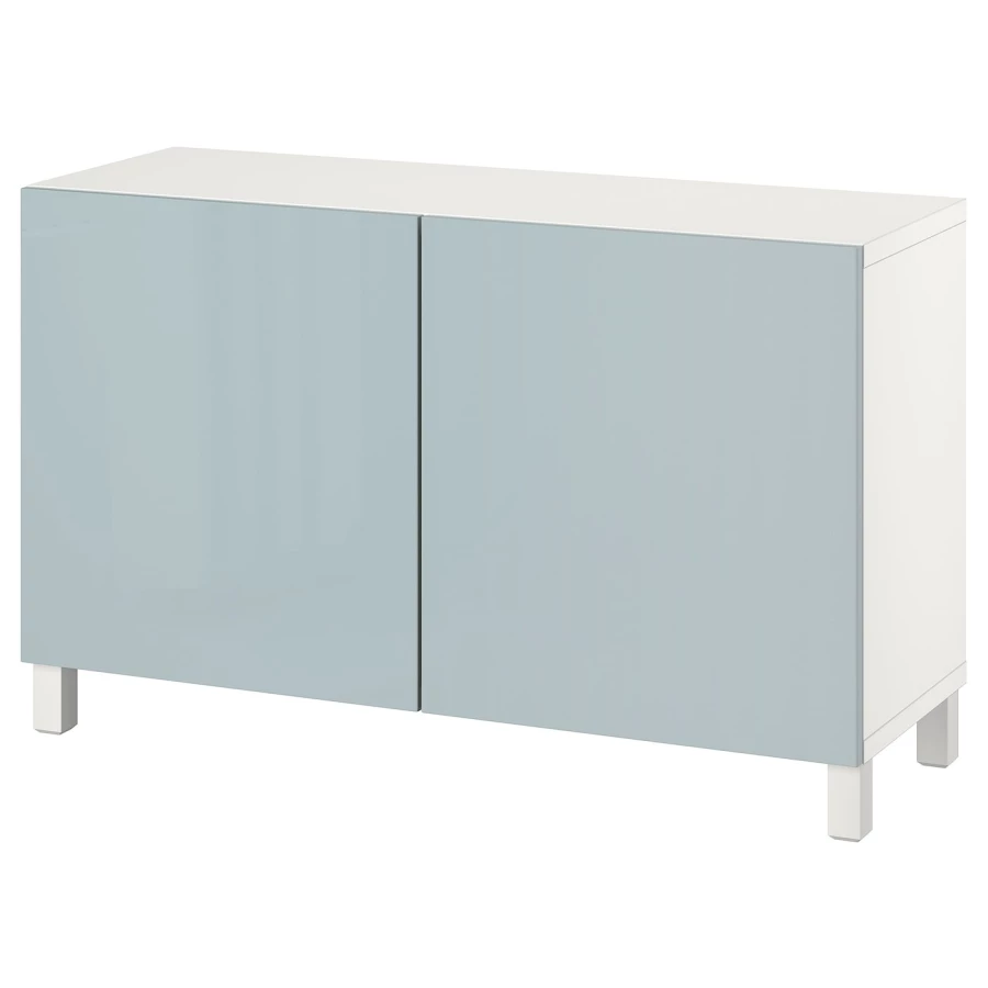 Комбинация для хранения - BESTÅ/ BESTА IKEA/ БЕСТА/БЕСТО ИКЕА, 74х120 см, белый/светло-голубой (изображение №1)