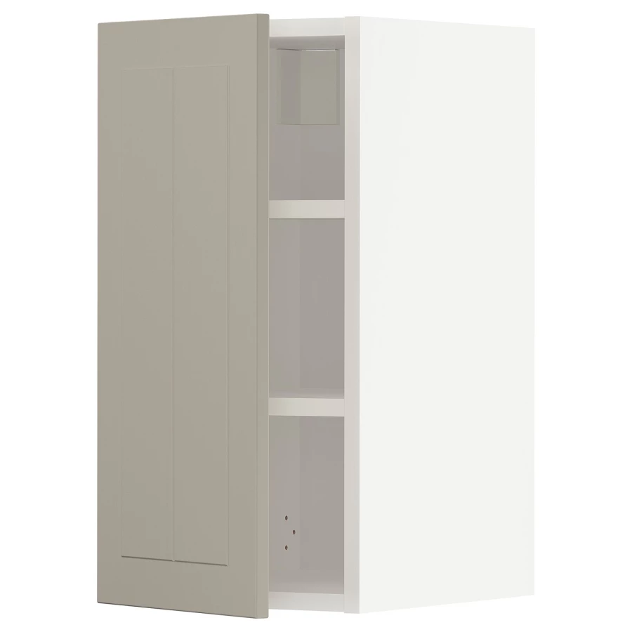 Навесной шкаф с полкой - METOD IKEA/ МЕТОД ИКЕА, 60х30 см, белый/светло-коричнеый (изображение №1)