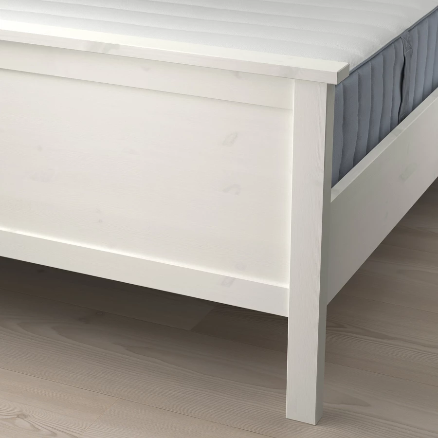 Кровать - IKEA HEMNES, 200х90 см, матрас жесткий, белый, ХЕМНЭС ИКЕА (изображение №4)