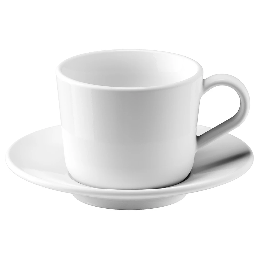 Чашка с блюдцем - IKEA 365+, 130 мл, белый, ИКЕА 365+ (изображение №1)