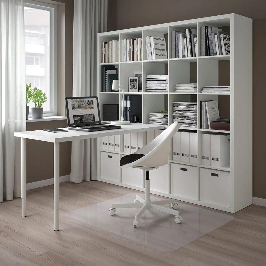 Письменный стол с книжной полкой 25 ячеек - IKEA LAGKAPTEN/KALLAX/ЛАГКАПТЕН/КАЛЛАКС ИКЕА, белый (изображение №2)