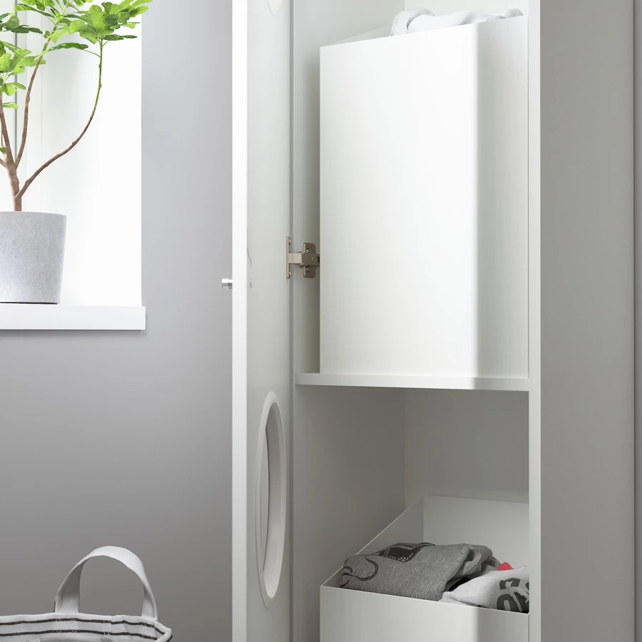 Шкаф для белья - NYSJÖN  IKEA/ НИСЬЕН ИКЕА, 40x190 см, белый (изображение №3)