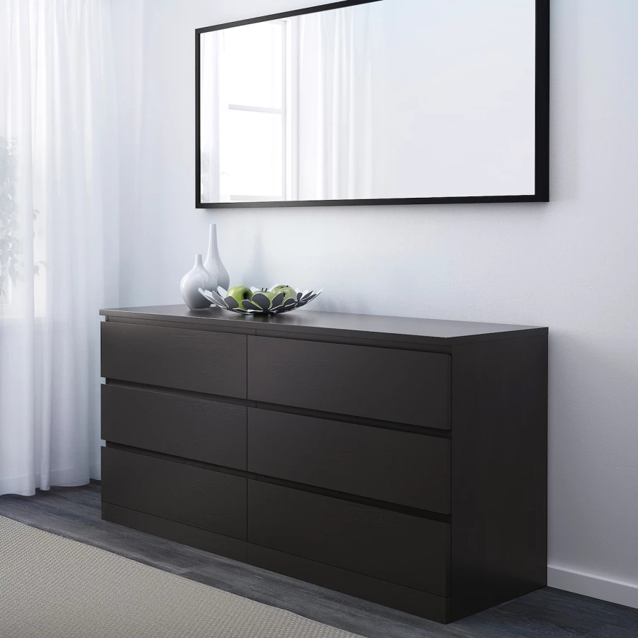 Комплект мебели для спальни - IKEA MALM/LINDBÅDEN/LINDBADEN, 140х200 см, черный, МАЛЬМ/ЛИНДБАДЕН ИКЕА (изображение №7)