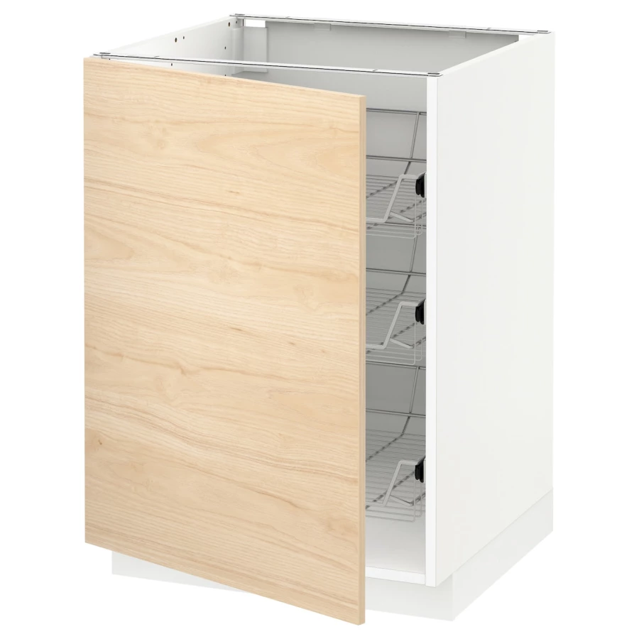 Напольный шкаф - METOD IKEA/ МЕТОД ИКЕА,  88х60 см, белый/под беленый дуб (изображение №1)