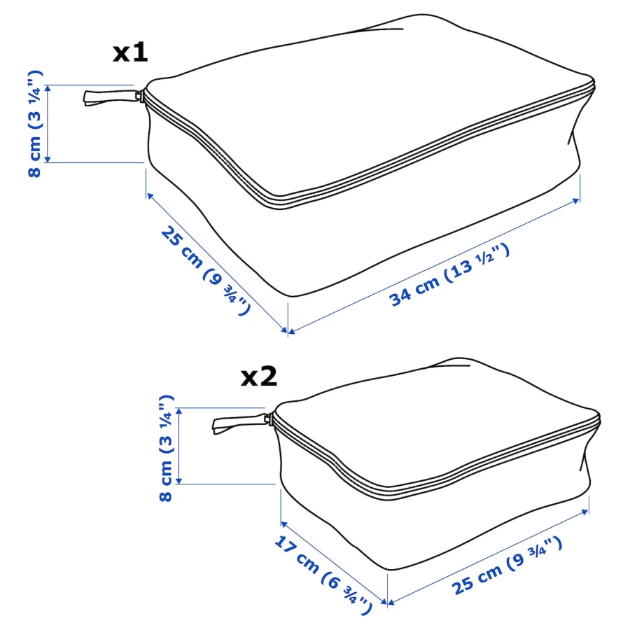 Набор сумок для одежды 3 шт - RENSARE  IKEA/ РЕНСАРЕ ИКЕА, 22х11х3 см, белый/серый (изображение №7)