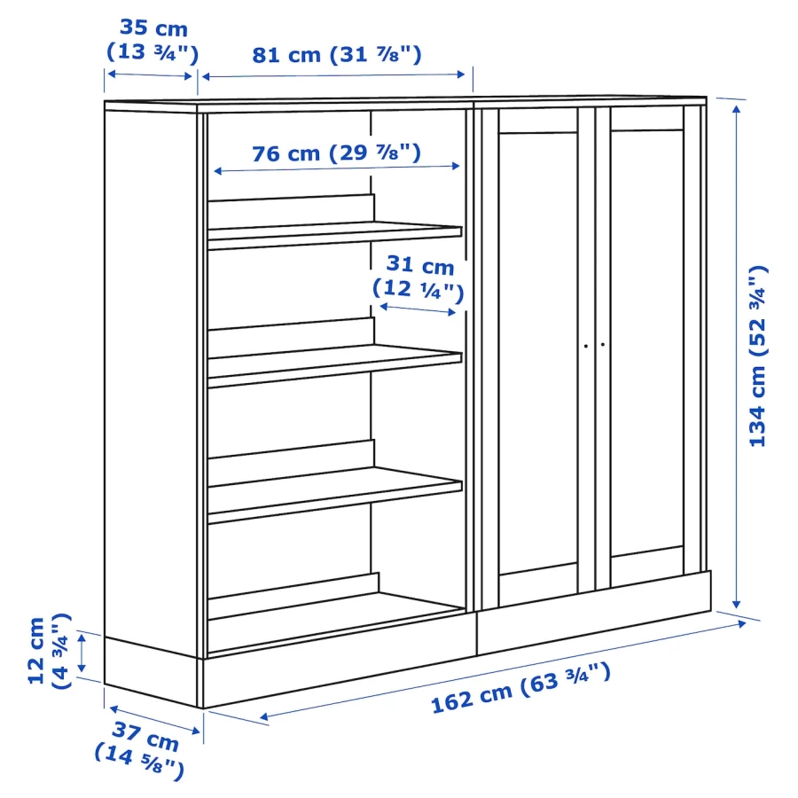 Книжный шкаф - HAVSTA IKEA/ ХАВСТА ИКЕА,  162х134 см, серый (изображение №7)