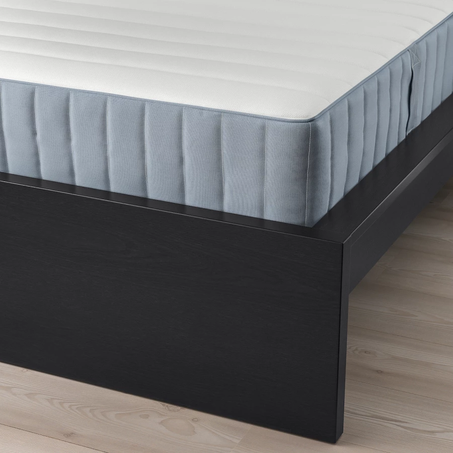 Кровать - IKEA MALM, 200х140 см, матрас жесткий, черно-коричневый, МАЛЬМ ИКЕА (изображение №4)