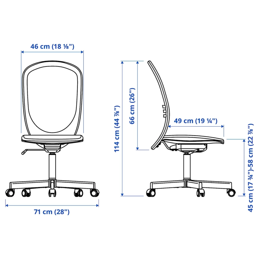 Офисный стул - IKEA FLINTAN, 71x71x114см, серый, ИКЕА ФЛИНТАН (изображение №8)