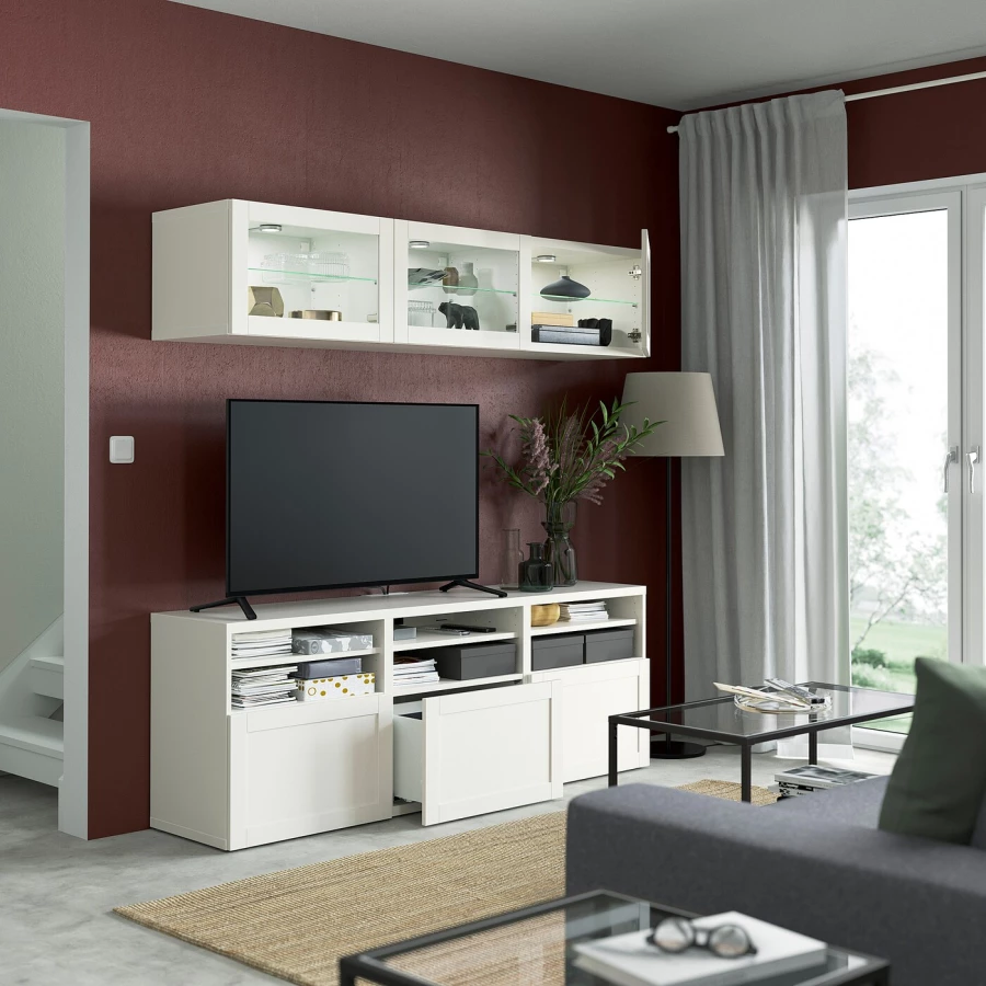 Комбинация для хранения ТВ - IKEA BESTÅ/BESTA, 192x42x180см, белый, БЕСТО ИКЕА (изображение №2)